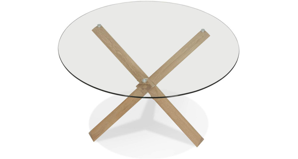 Table ronde verre et bois 130 cm Lennart