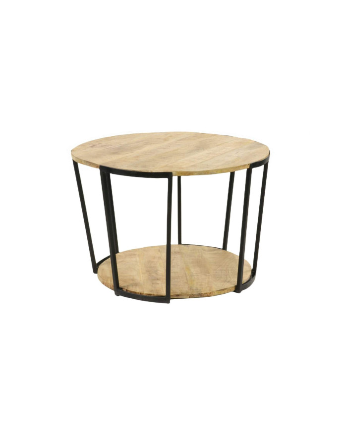 Table basse ronde bois et métal diamètre 70 cm