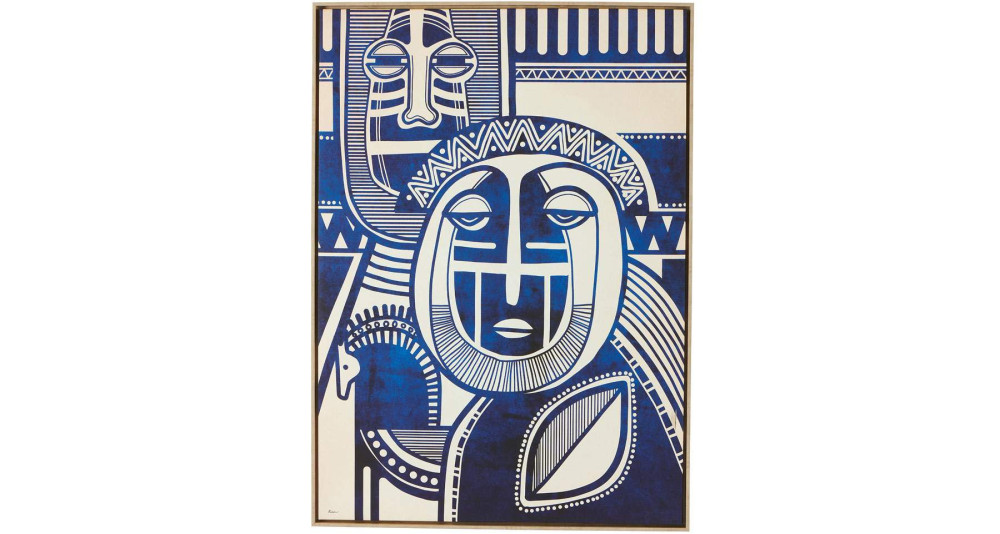 Tableau aztèque bleu Partenaires 104 x 144 cm