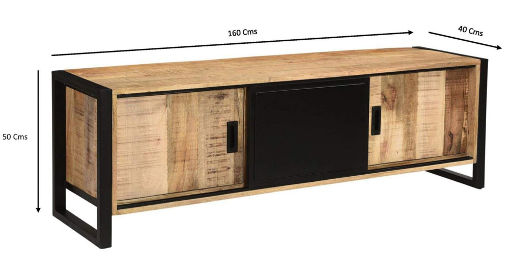 Meuble Tv industriel en bois exotique et métal Mesa