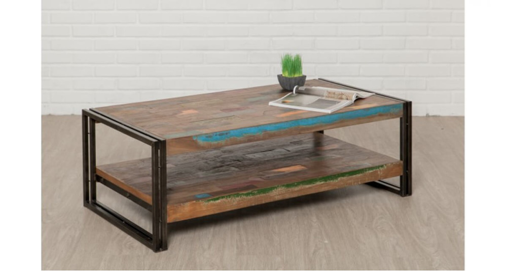 Table basse 120 x 60 cm en teck recyclé Colorada