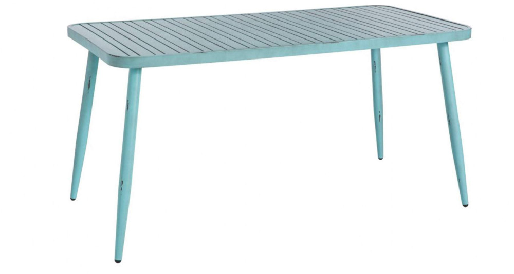 Table de jardin alu bleu vintage 150 x 75 cm