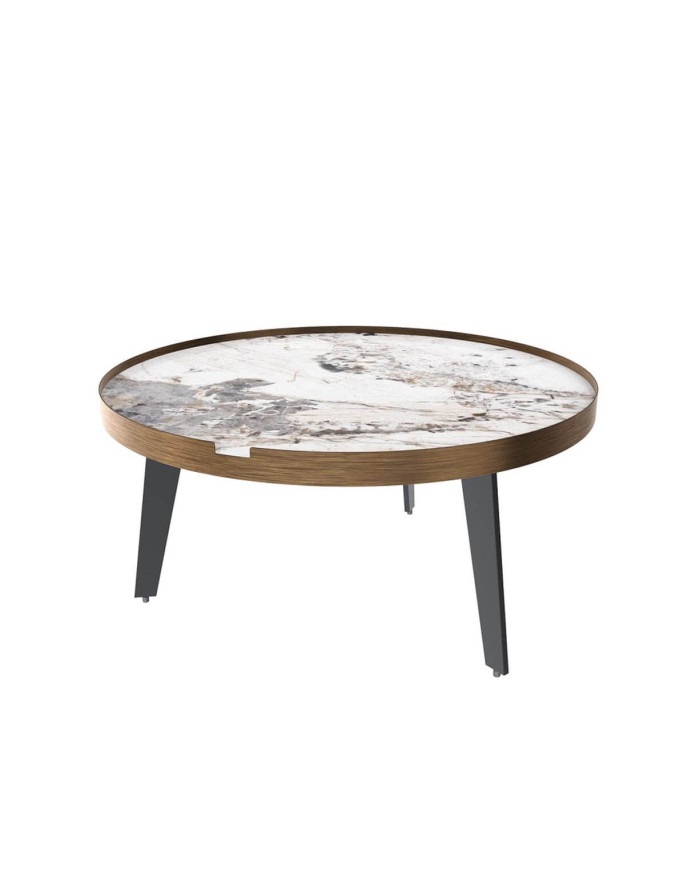 Table basse ronde en céramique aspect marbre Doria