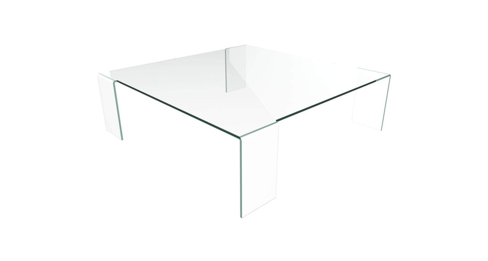 Table basse carrée 120 x 120 en verre clair Ninon