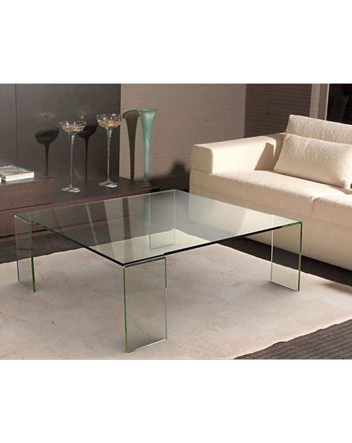 Table basse carrée 110 cm en verre Ninon - 2 coloris