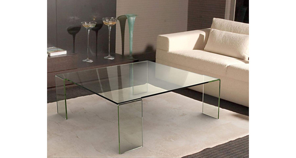 Table basse carrée 110 cm en verre Ninon - 2 coloris