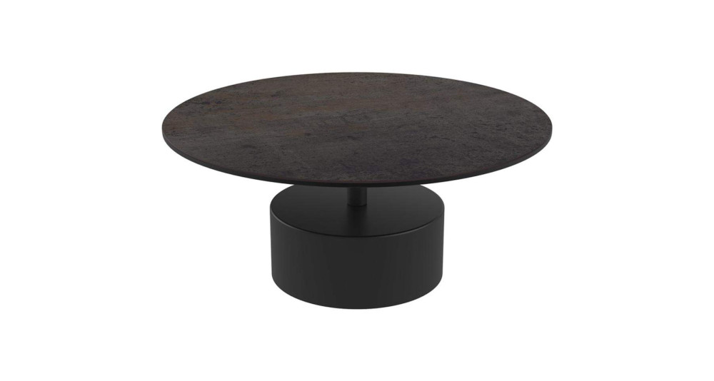 Table basse ronde diamètre 75 cm avec plateau en céramique Basalte