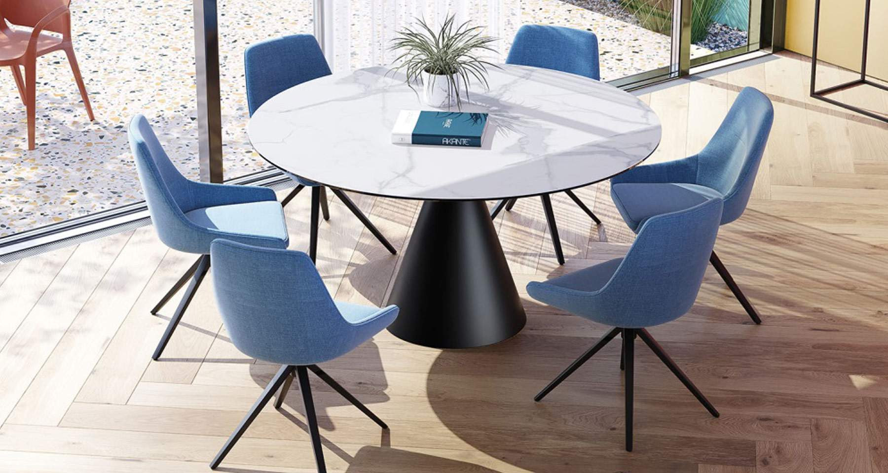 Grande table ronde extensible design contemporain Embleme