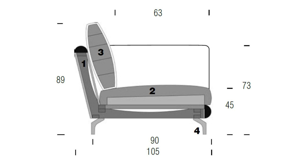 Canapé design à accoudoirs rabattables Axis