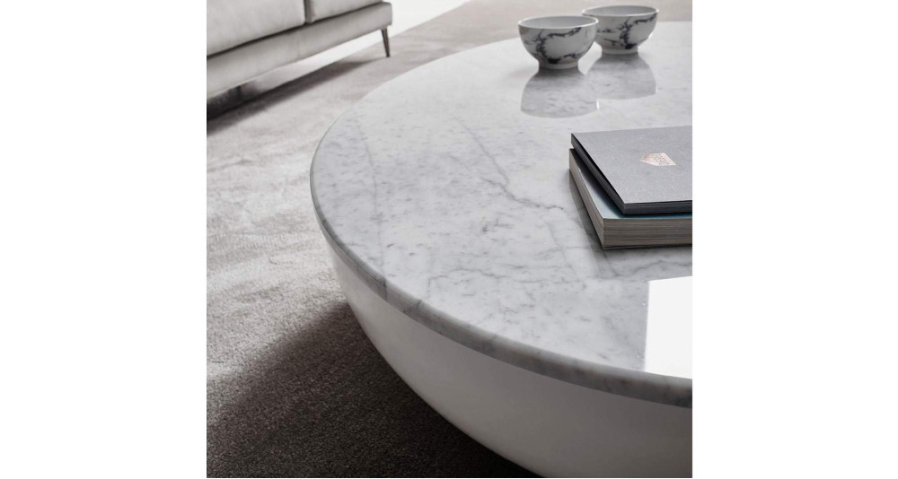 Table basse ovale en marbre blanc Luna
