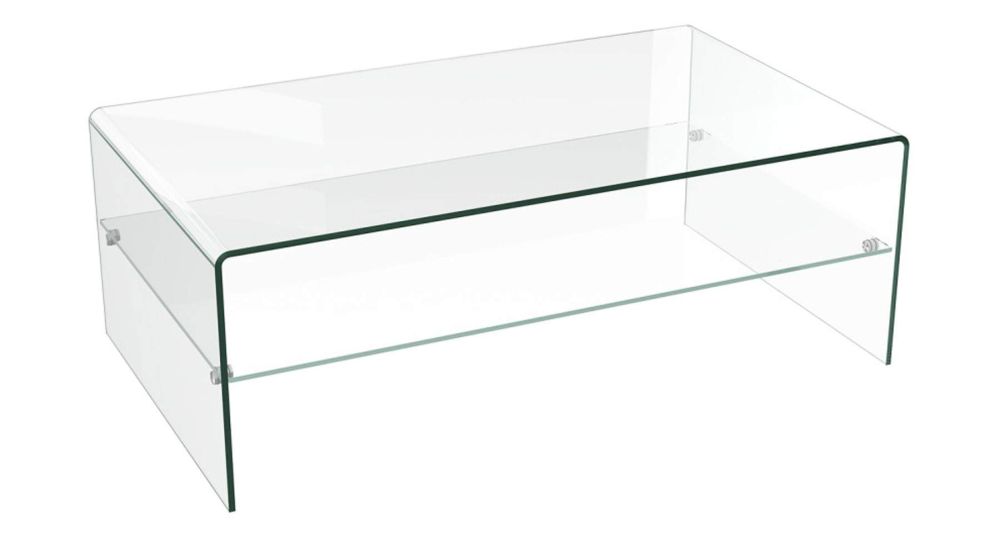 Table basse contemporaine à double plateau en verre Eleonore