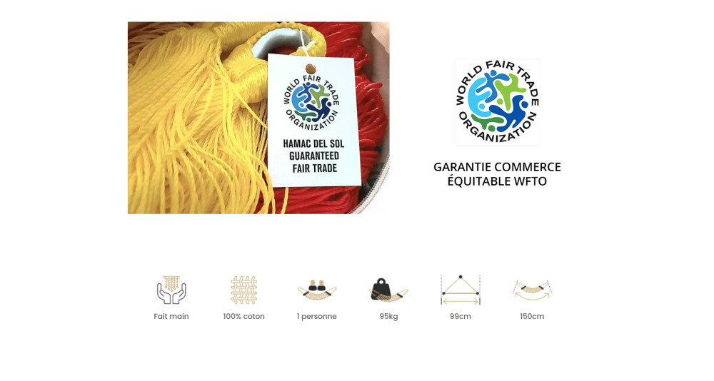 Chaise-hamac Juigalpa 100% coton - Commerce équitable