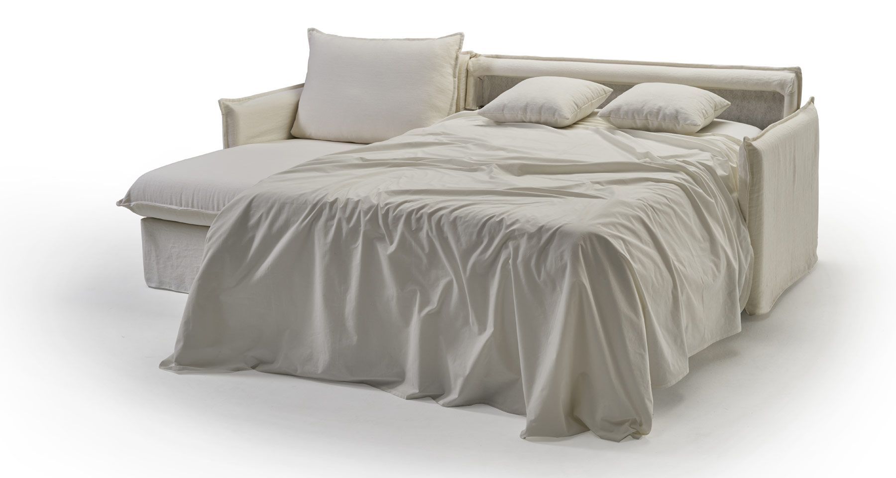 Canapé d'angle lin convertible rapido avec vrai matelas Linum