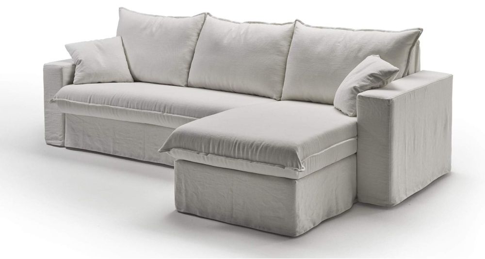 Canapé d'angle lit en lin ouverture express Estérel