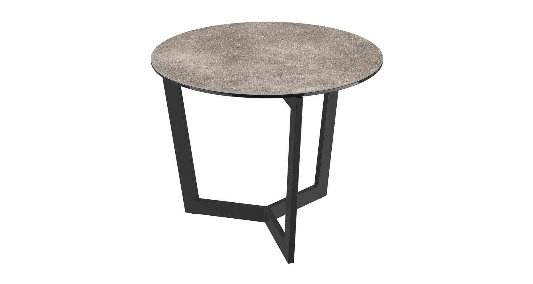 Table D'Appoint Ronde Pliable 2 Niveaux ECD Germany 38x55cm Métal/Bois Noir/Naturel - Table Basse Salon