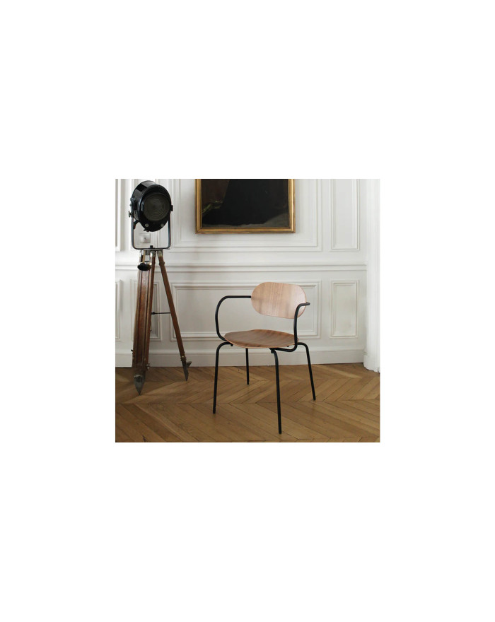 Chaise ML10 en bois de noyer et métal - La Chaise Française