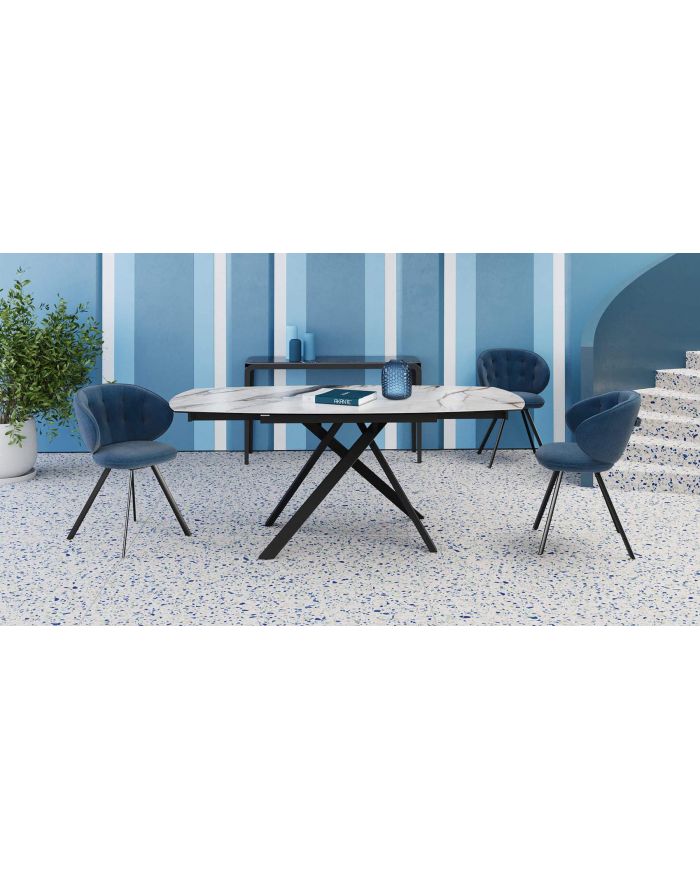Table extensible par rotation Vésuve céramique marbre fiorentino