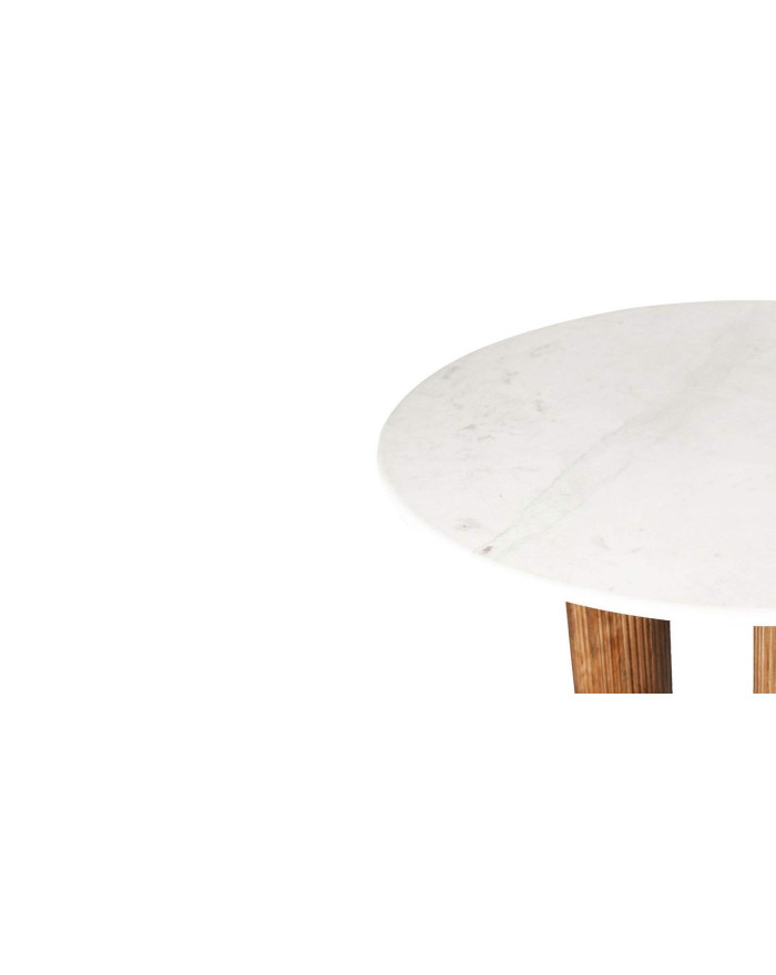 Table ronde en marbre blanc et bois de manguier Lecce - 2