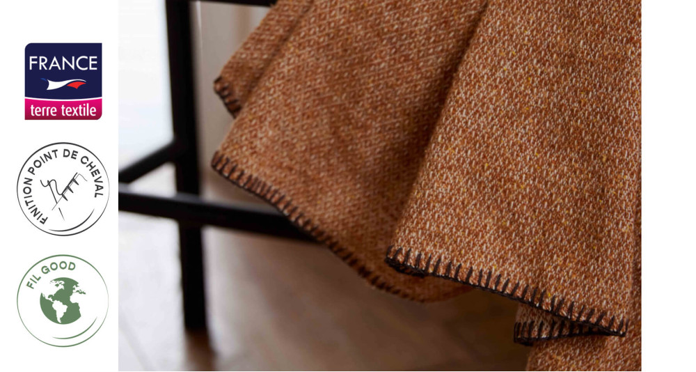 Plaid Sète en laine micro-motif losange