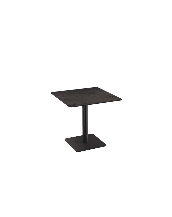 Table 80 x 80 en céramique acier, pied blanc et hauteur 75 cm Olano