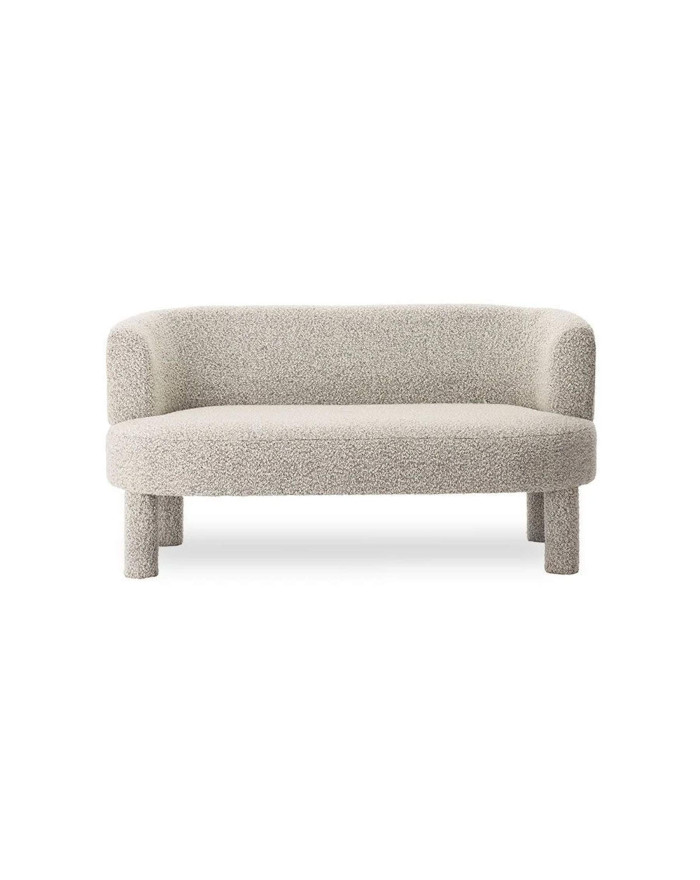 Banquette avec dossier et tissu à bouclettes 3 places Reisa Gris chiné - Athezza
