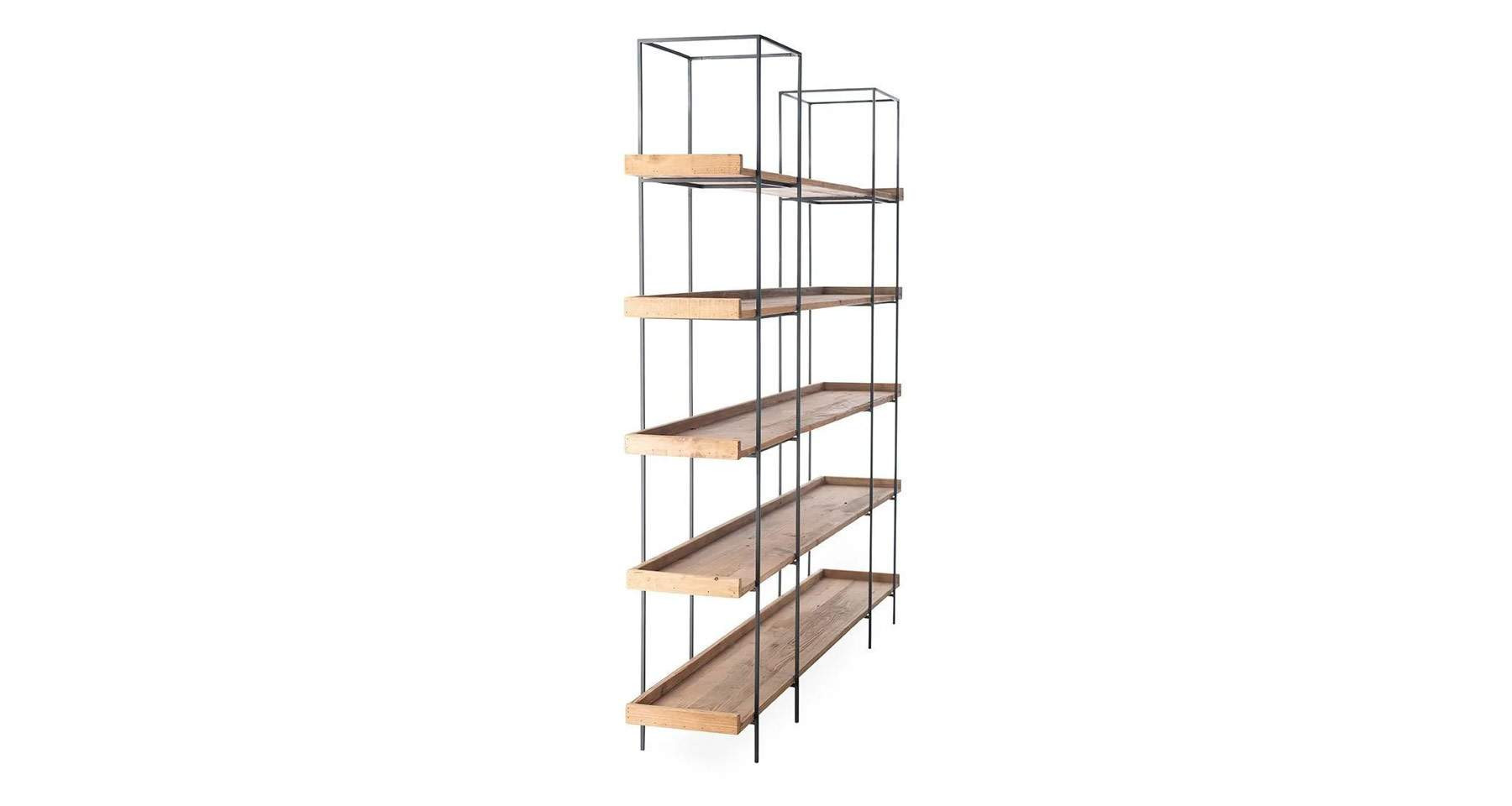 HOMCOM Étagère Basse Cuisine Industrielle 7 Niveaux – Style Métal & Bois Blanc 90x40x95 Cm