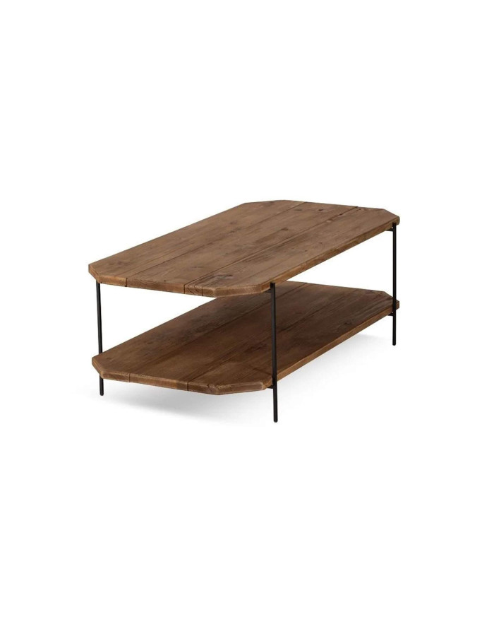 Table basse en bois de pin recyclé et métal noir Mavora