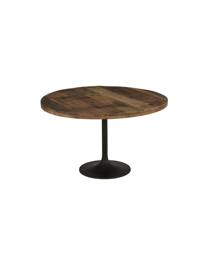 Table de repas plateau rond en bois de manguier et pieds métal noir Hartley