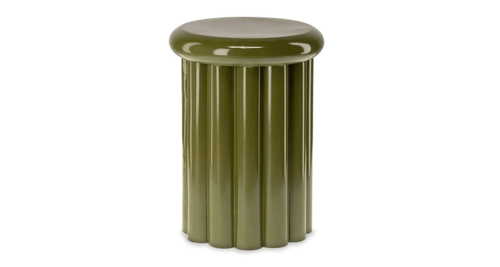 Bout de canapé colonne cannelé vert Blora