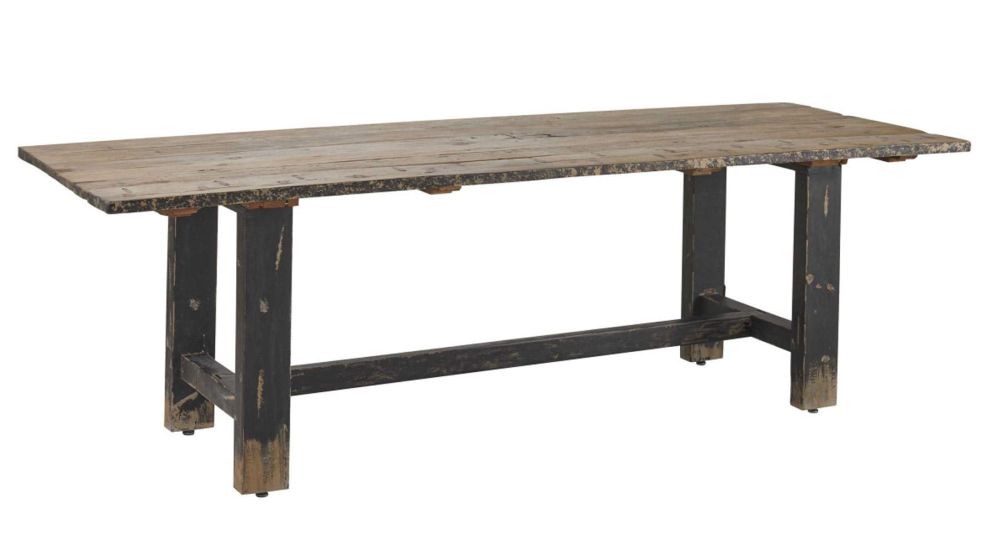 Table en bois massif recyclé et pieds noirs vieillis Primitive