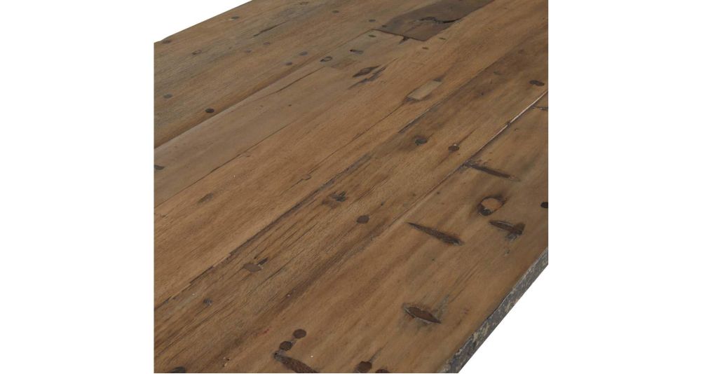 Table en bois massif recyclé et pieds noirs vieillis Primitive
