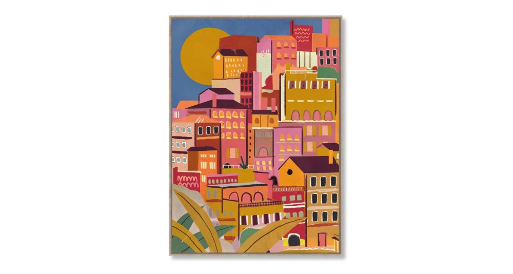 Tableau coloré ville italienne Amalfi 104 x 144 cm