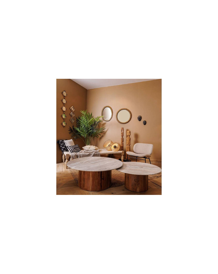 Set 2 tables basses en marbre et bois d'acacia Leone 3