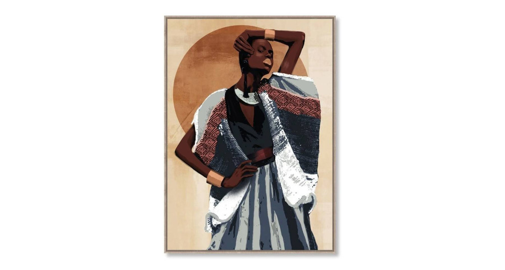 Tableau femme pensive Conakry Gold 104 x 144 cm