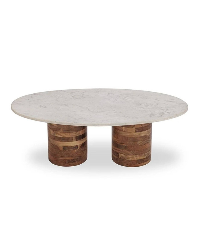 Table basse ovale en marbre et bois Madina - 5