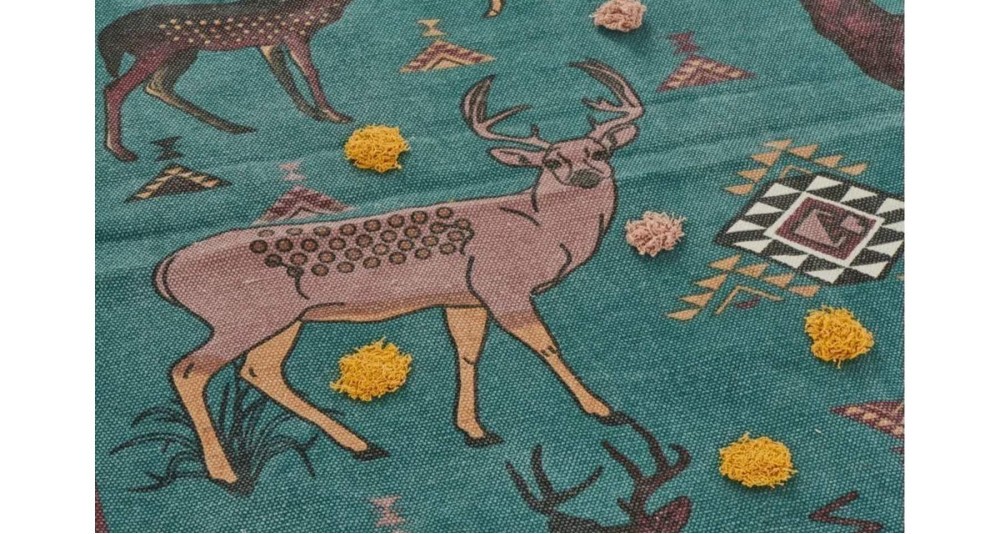 Grand tapis motifs texturés de rennes Elaphes