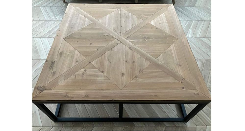 Grande table basse carrée industrielle 120 x 120 cm Antonito