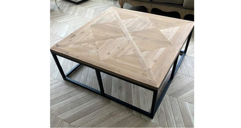 Grande table basse carrée industrielle 120 x 120 cm Antonito