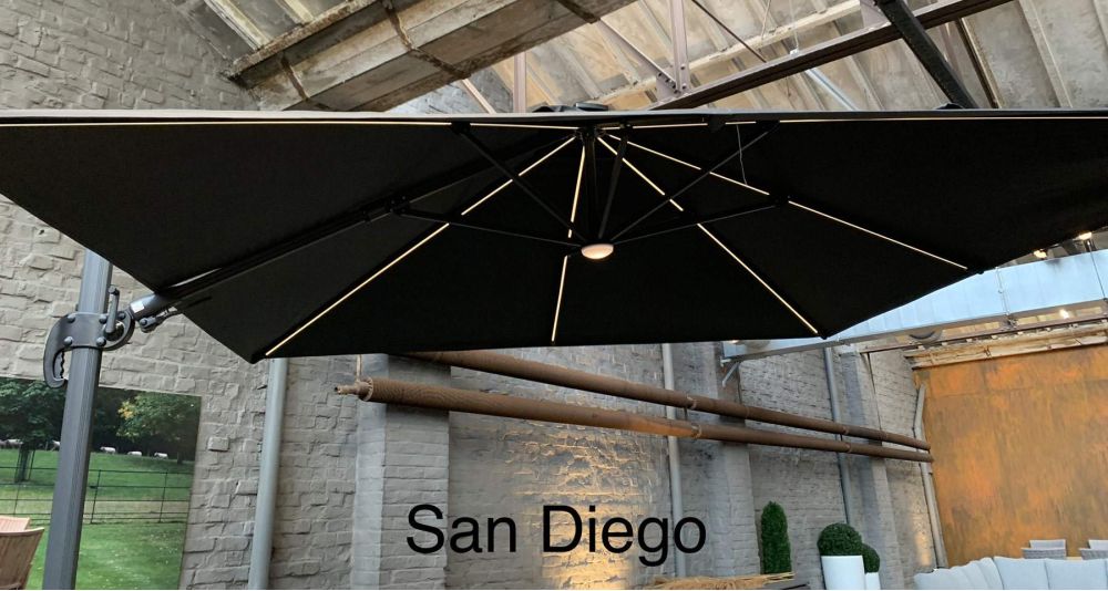 Parasol déporté haut de gamme avec lumières Led San Diego