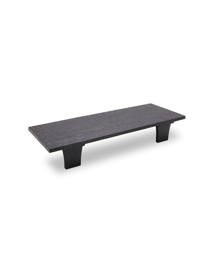 Table basse noire rectangulaire en bois de manguier Vinh