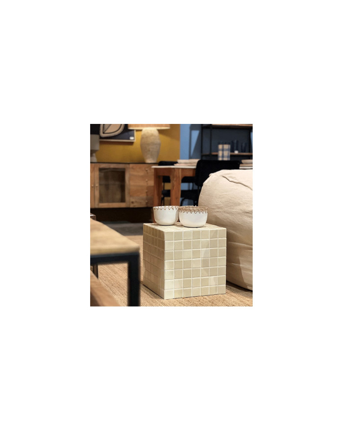 Table d'appoint cube mosaïque en céramique Kuboa ambiance