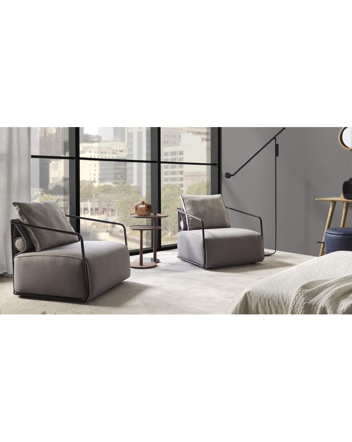 Fauteuil design accoudoirs tube métal Adex - 3