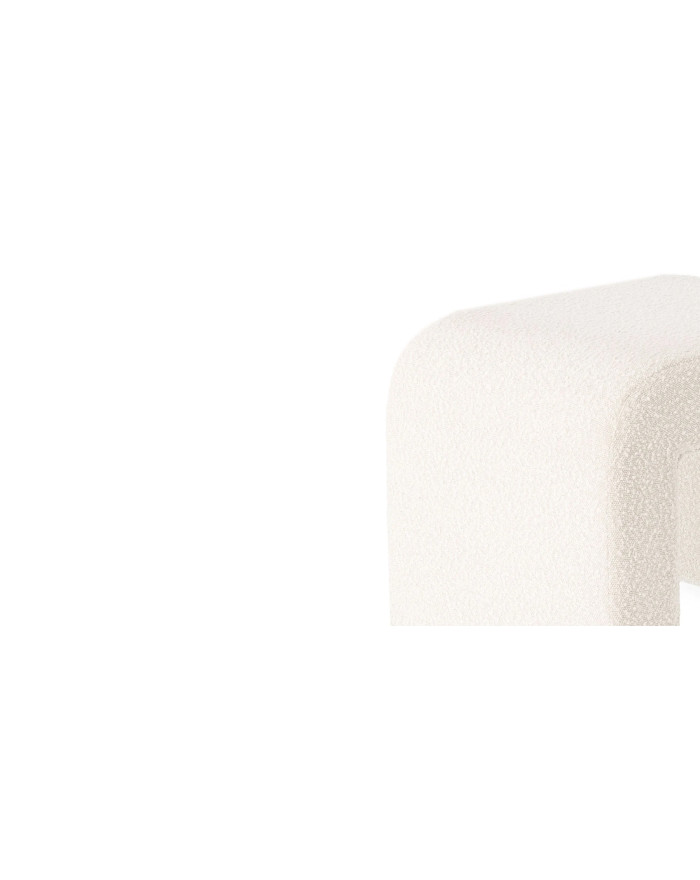 Tabouret arrondi design en tissu Lhassa blanc 2