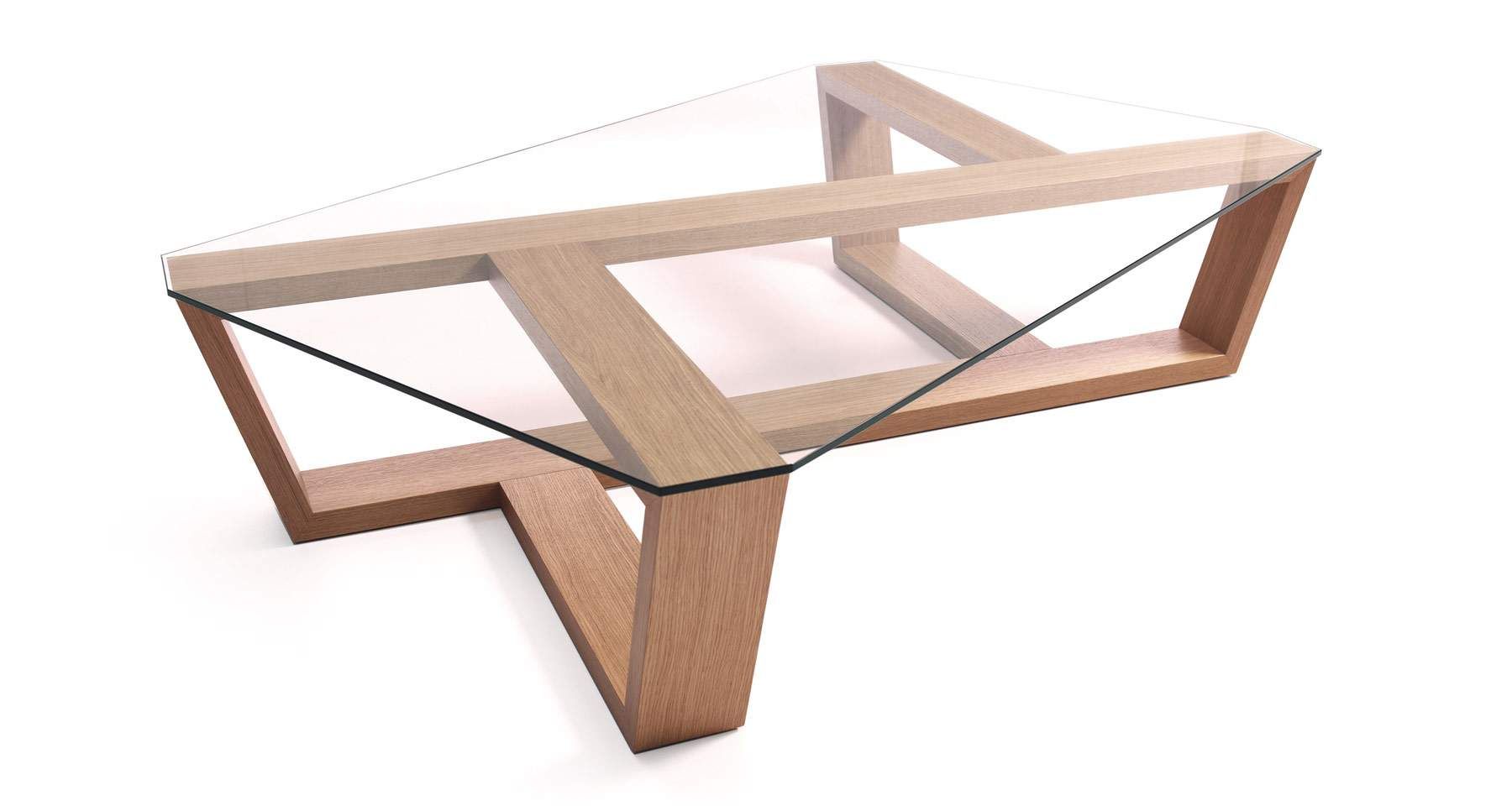 Table basse en bois et verre design luxe Agol - Belta Frajumar