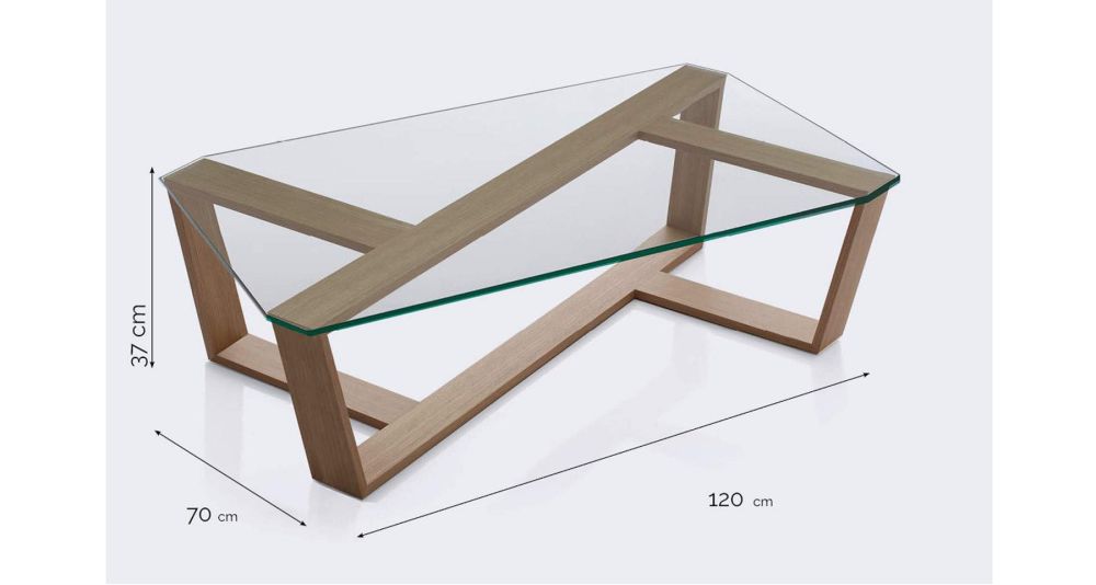 Table basse bois et verre design luxe Agol