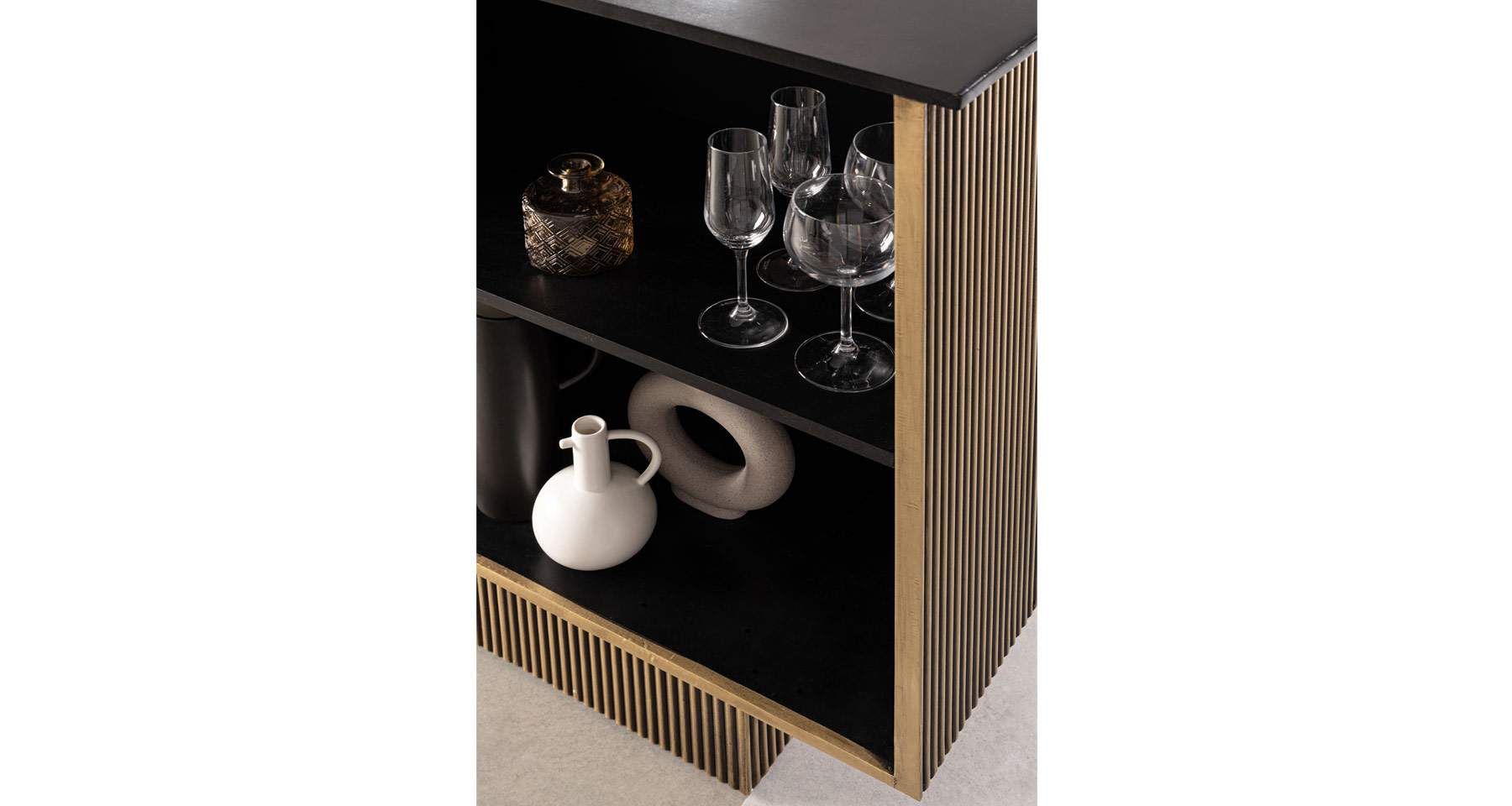 Meuble de bar en laiton vieilli 160 cm Virat - Bizzotto
