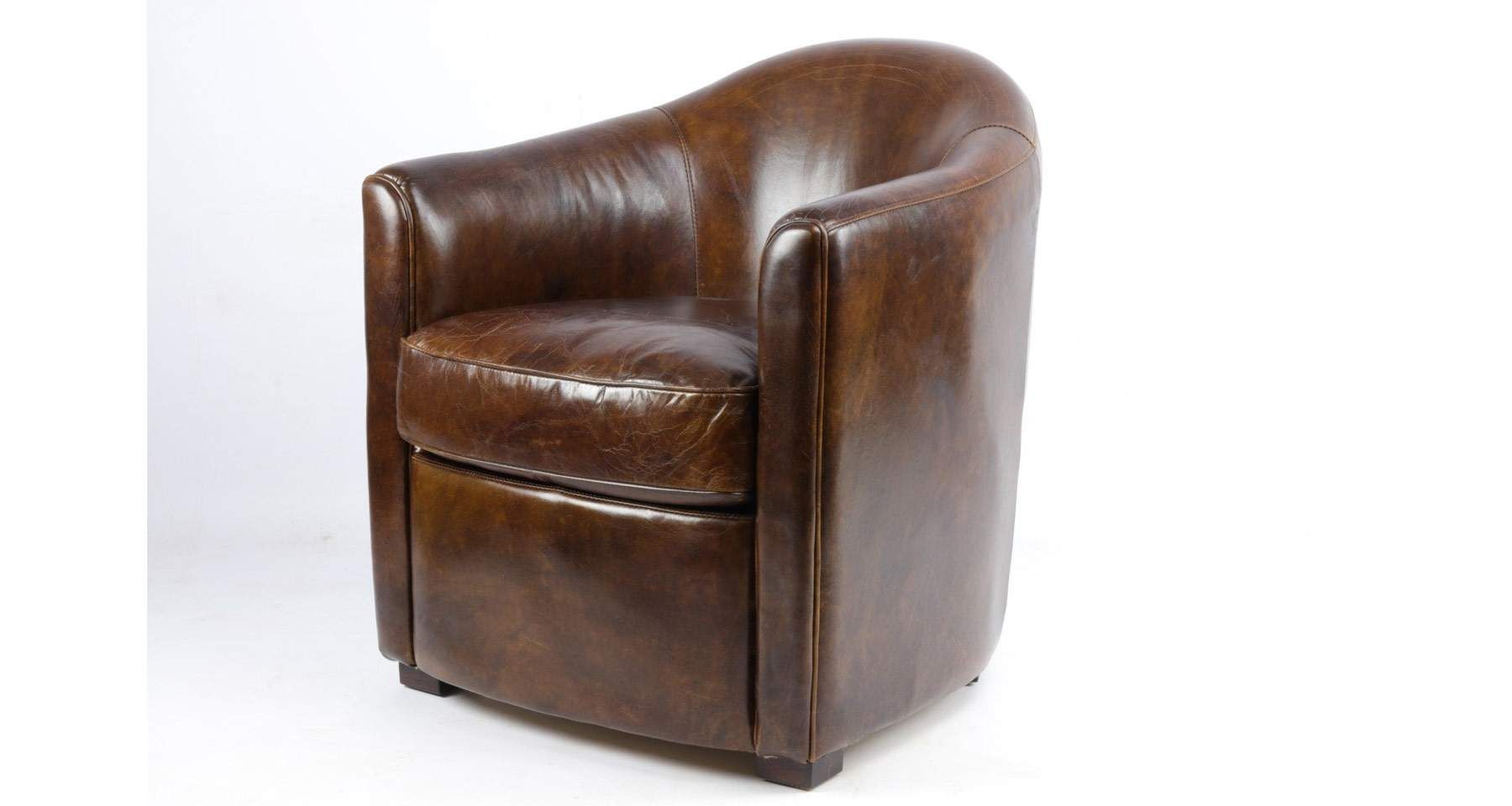 Fauteuil cuir véritable CINNA rive droite vintage