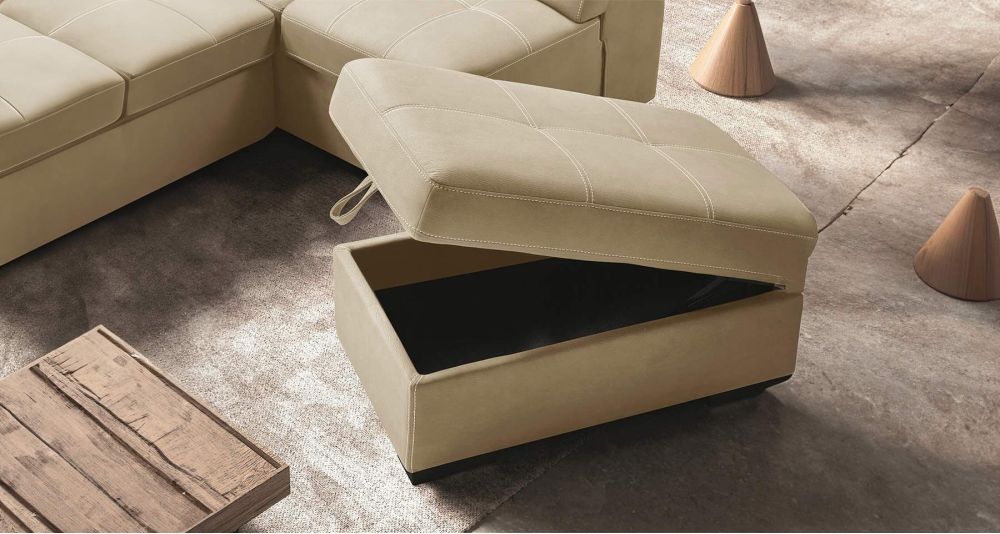Canapé d'angle convertible avec poufs modulables Avila