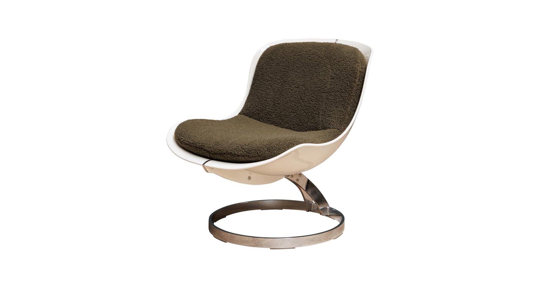 Fauteuil retro en métal et velours vert