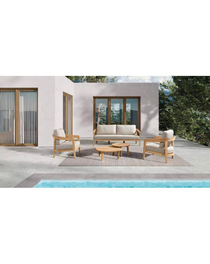 Salon Jardin 2 Places Avec Table Basse – Structure Acier Gris Anthracite, Coussins Beiges Déhoussables 10 Cm